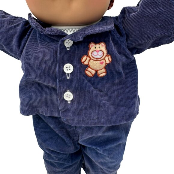 Cabbage Patch Kid Boy Doll 80's Red Curly Hair Corduroy Bear Suit Brown Eyes - Picture 16 of 16